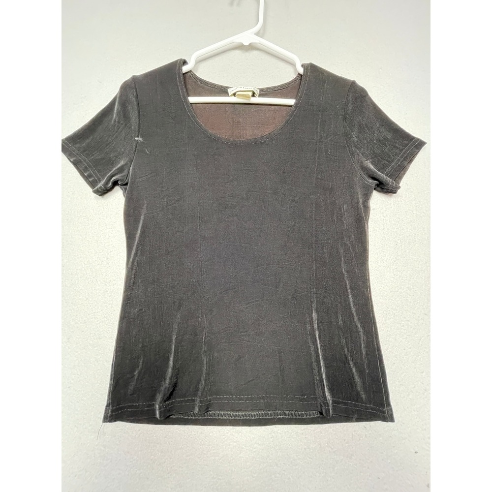 Frazier Lawrence Top Short Sleeve Solid Black Small Womens